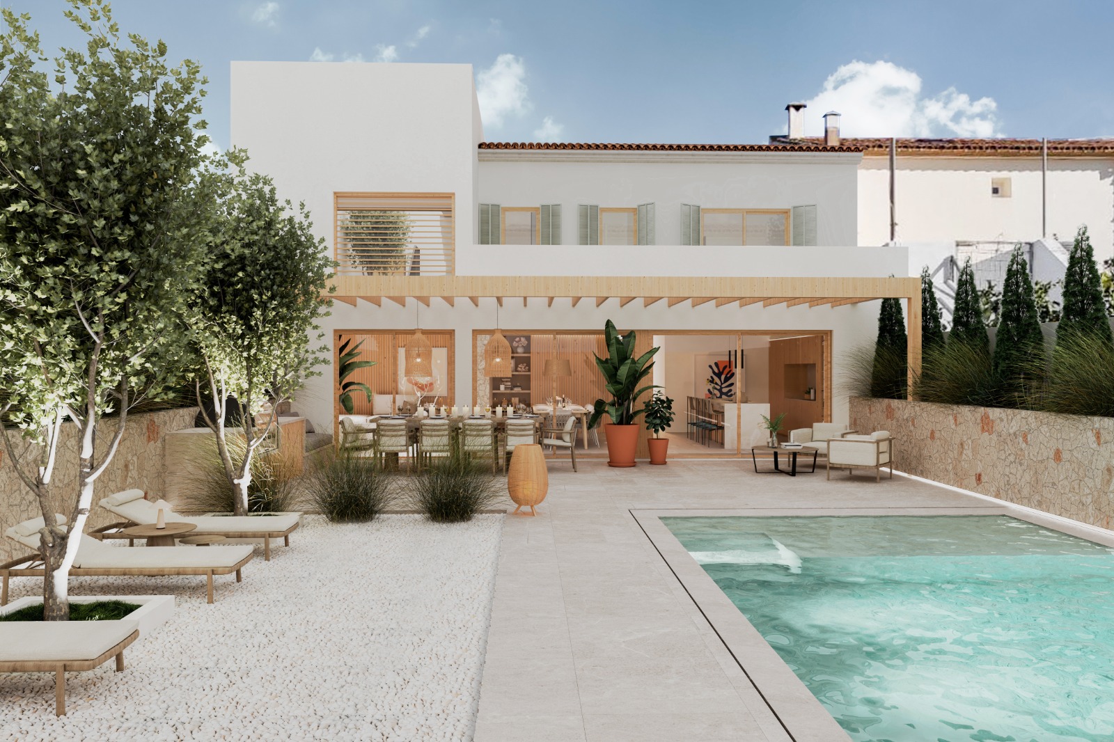 OBRA NUEVA Piscina integrada en la terraza de la vivienda de obra nueva SLN29 por Grup ADA