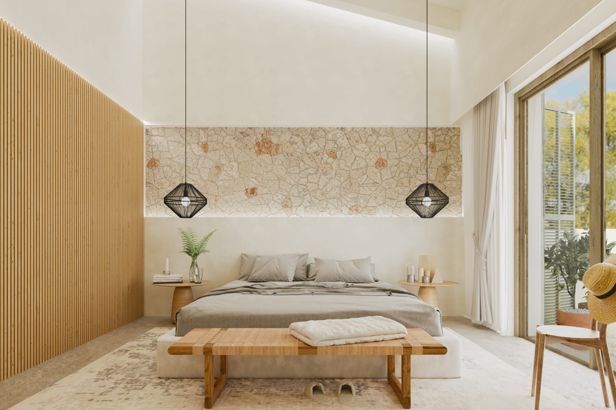 OBRA NUEVA Dormitorio principal tipo suite con diseño minimalista en el proyecto residencial SLN29